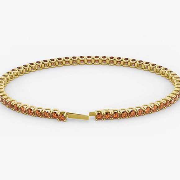 Orange Sapphire Tennis Bracelet 5.90 Carats Jewelr - Picture 3 of 3